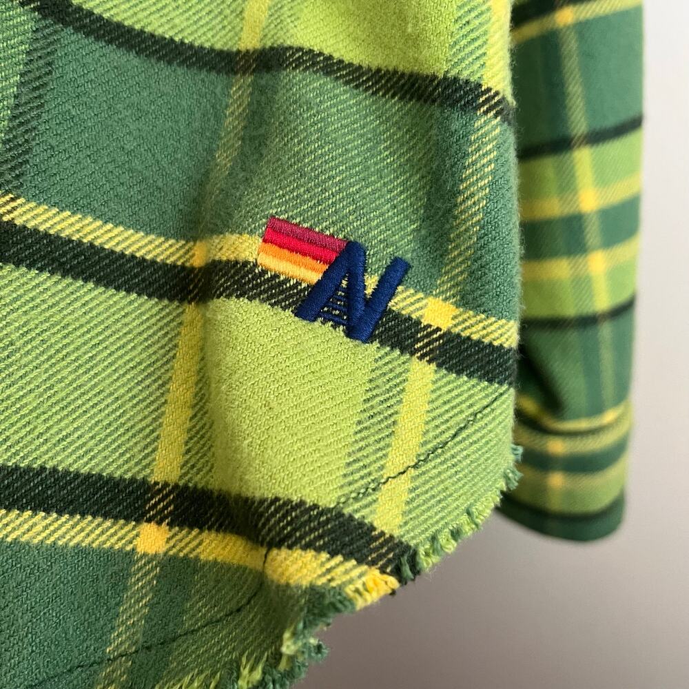 Aviator Nation Plaid Flannel Light Weight Unisex Western Shirt in Avocado Plaid - Picture 9 of 15